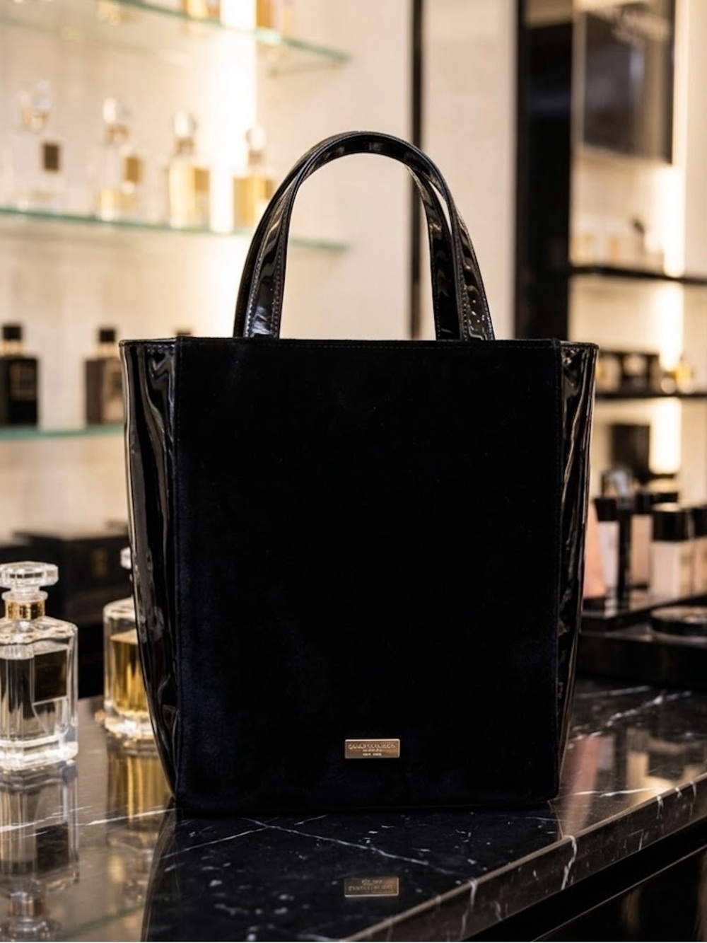 Carolina Herrera Glossy Black Shoulder Bag